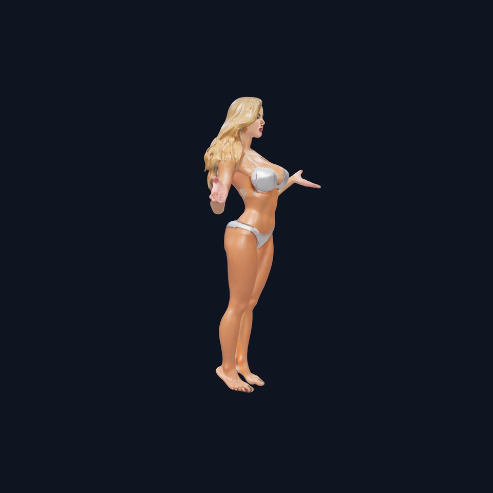 Blonde Female Character Rigged and Animated D Model
